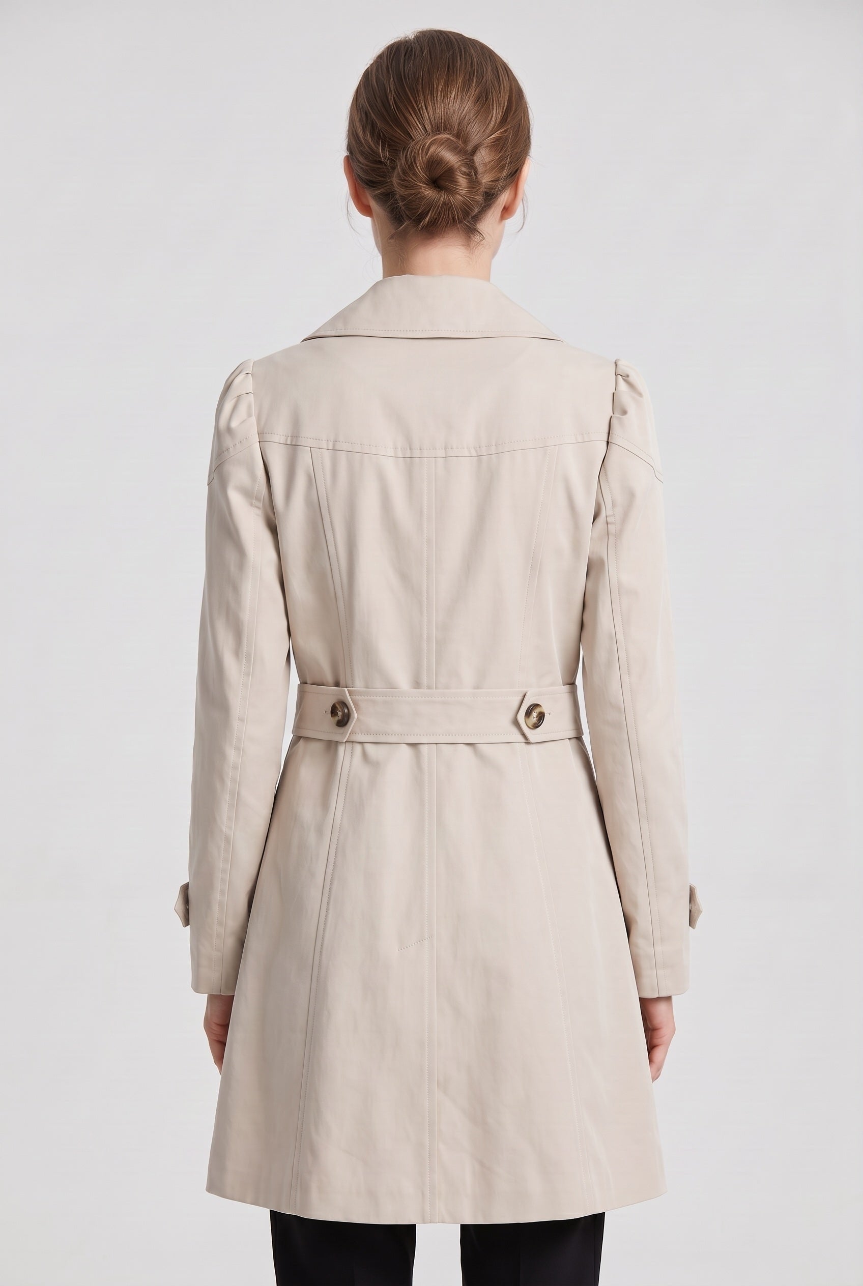 Trench Coat Women's Single Breasted Knee-Length With Button Front And Notch Lapel - Image 2