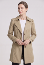 Trench Coat Women's Single Breasted Knee-Length With Button Front And Notch Lapel - Image 6