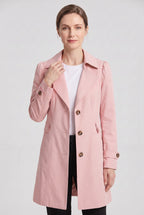 Trench Coat Women's Single Breasted Knee-Length With Button Front And Notch Lapel - Image 7