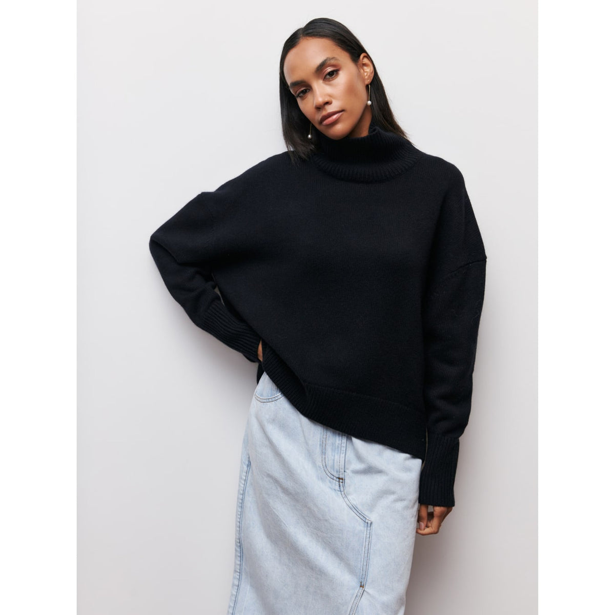Turtleneck Sweater with Long Sleeve Pullover and Solid - Image 11