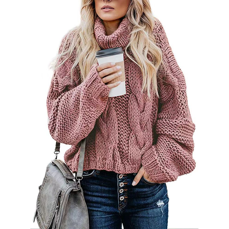 Turtleneck Sweater with Loose-Fitting Cable Knit and Long Sleeves - Image 10