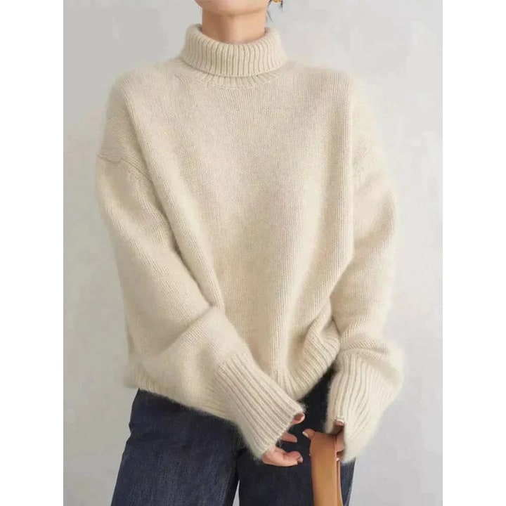 Turtleneck Sweater with Oversized Knit and Roll Neck - Image 1