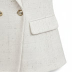 Women's Tweed Blazer Double-Breasted With Notched Lapel And Fitted Cut - detail