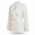 Women's Tweed Blazer Double-Breasted With Notched Lapel And Fitted Cut - studio