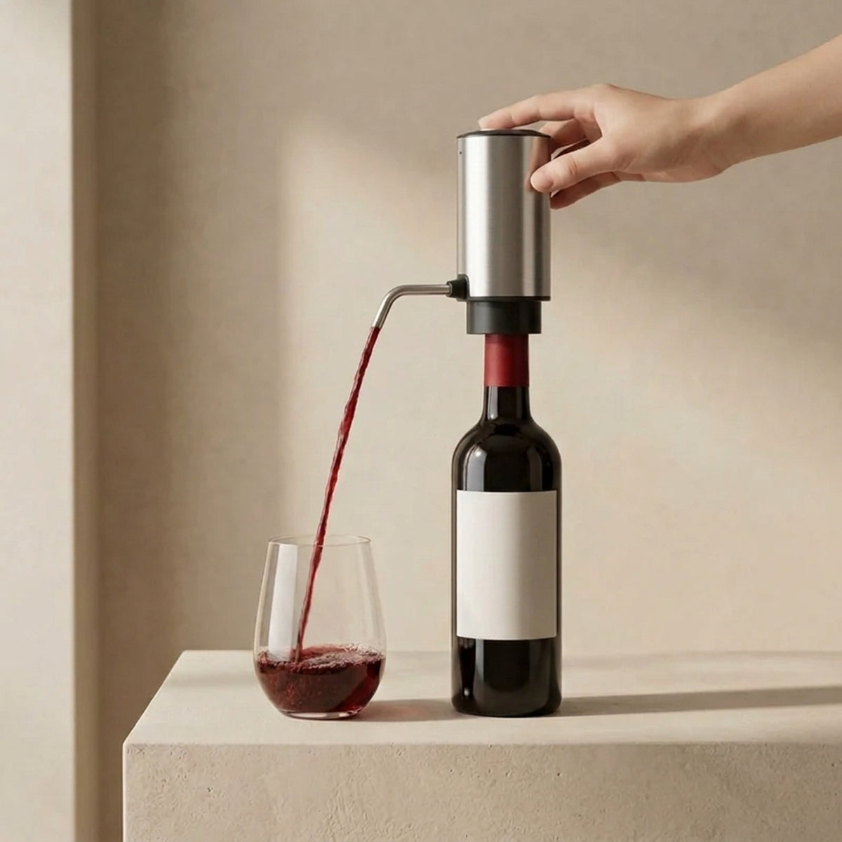USB Rechargeable Wine Aerator Pourer With Retractable Stainless Steel Tube - Image 1