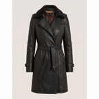 Leather Trench Coat Double Breasted Longline - variant