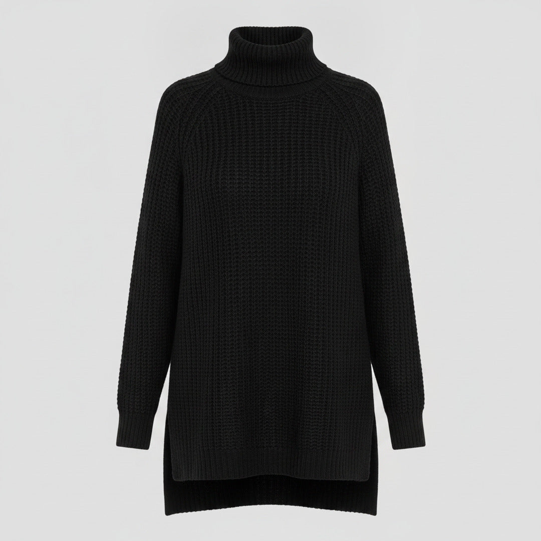 Ribbed Turtleneck Sweater with Relaxed Oversized Fit and Chunky Knit - Image 4