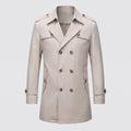 Trench Coat Men Single-Breasted Mid-Thigh Length - Beige