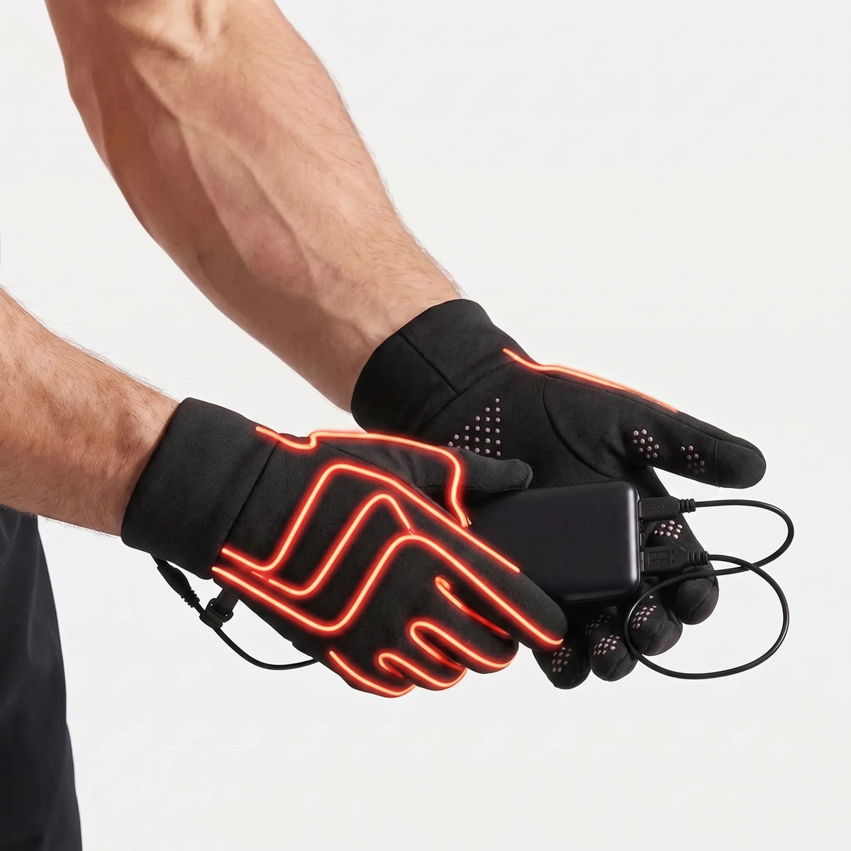 Heated Gloves For Winter With Usb Powered Heating System - Black