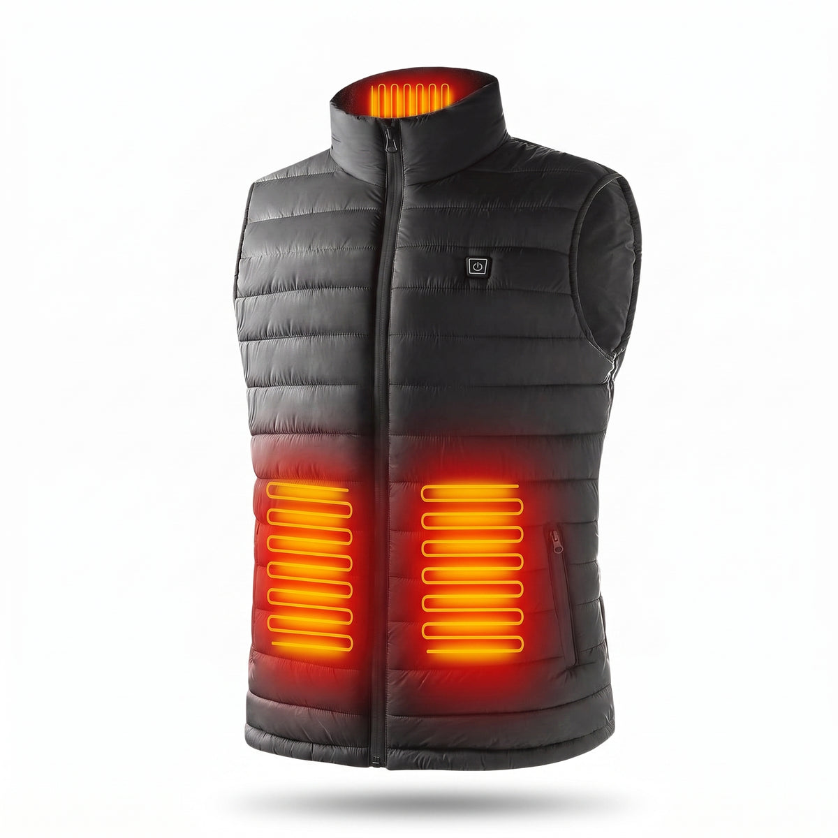Heated Gilet Adjustable Body Warmer Vest Zip-Front - Black