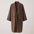 Trench Coat with Relaxed Long and Wide Lapel - Brown