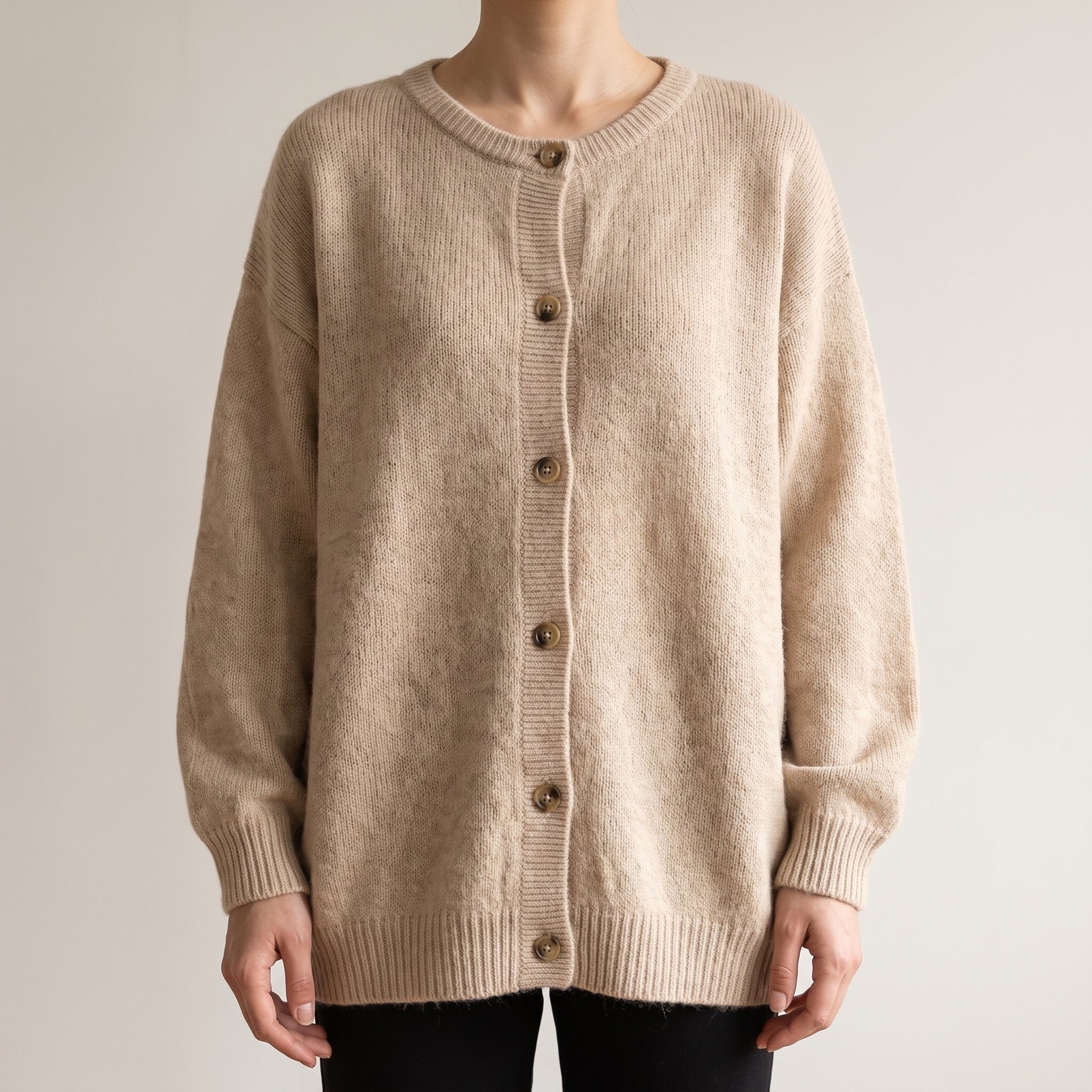 Women's Cardigan Button-Up Sweater Relaxed Fit Oversized Style - Brown