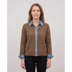 Women's Cardigan Button Up Front Long-Sleeve With Collar - Brown