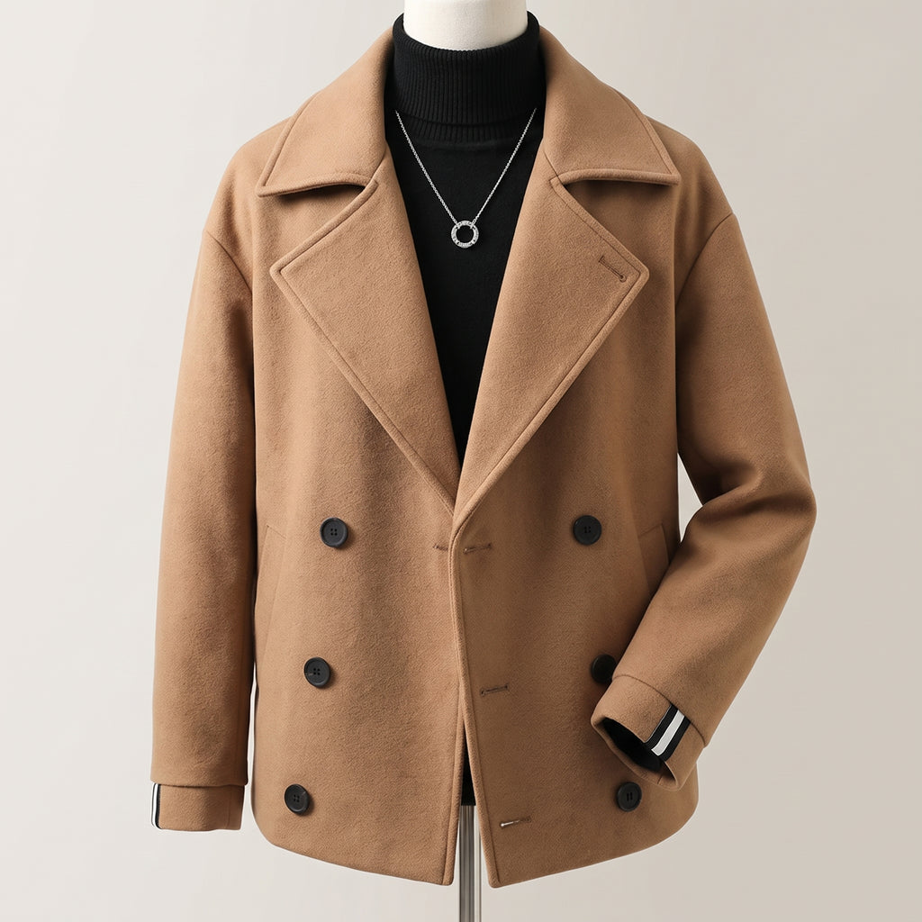 Cropped Trench Coat With Wide Lapels - Brown