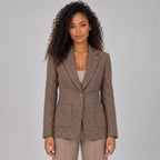 Women's Blazer with Flattering Tailored Fit and Notched Lapel - Brown