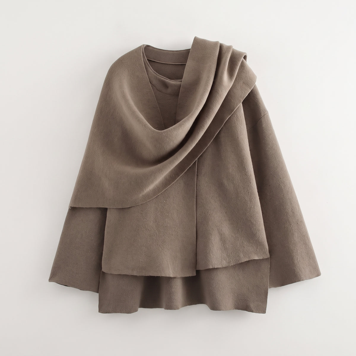 Asymmetric Collar Cardigan with Layering Relaxed Silhouette - Dark Grey