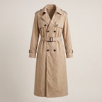 Women's Trench Coat with Supportive Longline and Double-Breasted Front - Khaki