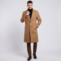 Men's Long Coat Single-Breasted Two-Button Closure - Khaki