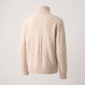 Cable Knit Turtleneck Sweater with Sculpting Fitted Silhouette and Cable-Knit Pattern - Pink