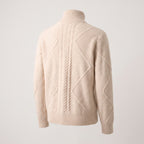 Cable Knit Turtleneck Sweater with Sculpting Fitted Silhouette and Cable-Knit Pattern - Pink