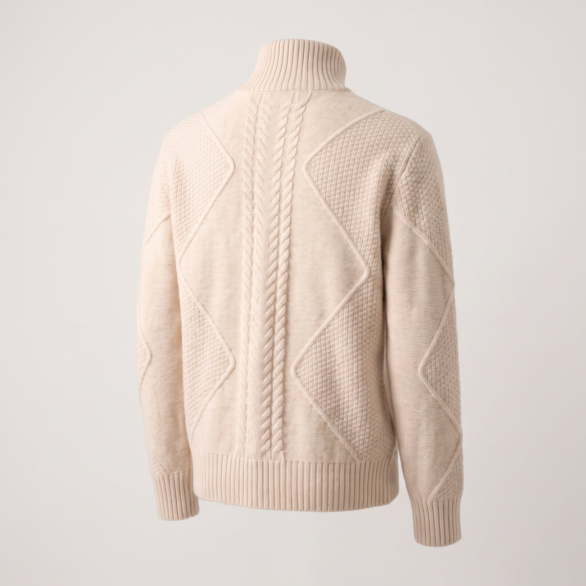 Cable Knit Turtleneck Sweater with Sculpting Fitted Silhouette and Cable-Knit Pattern - Pink