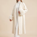 Longline Coat with Flattering Relaxed Fit and Cuffs - White