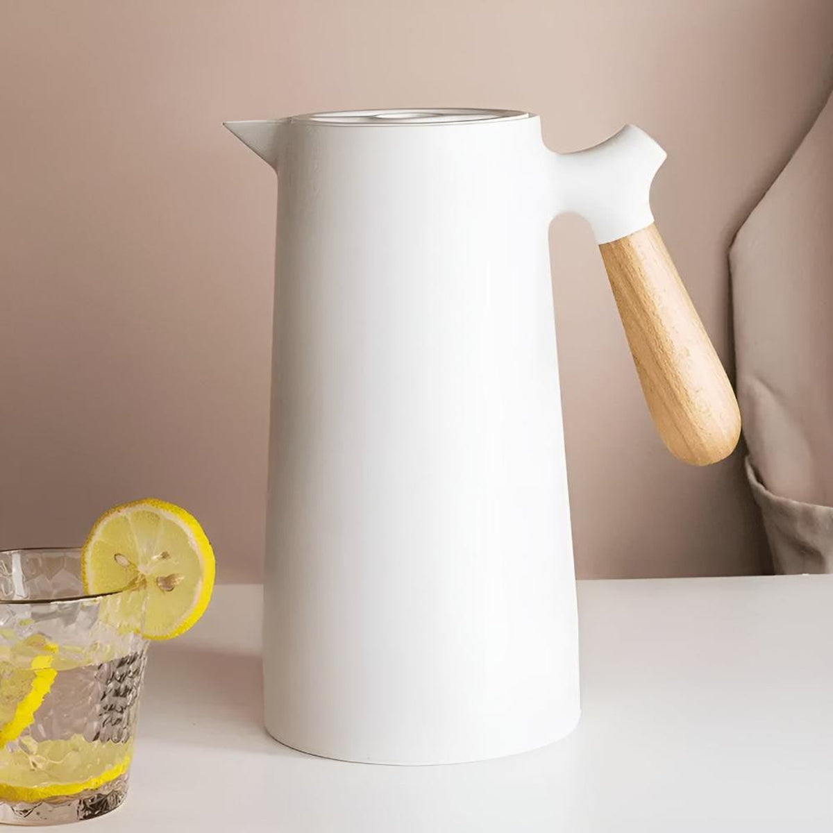 Virexen Insulated Carafe Stainless Steel Thermal Jug With Wooden Handle For Coffee And Tea - Image 8