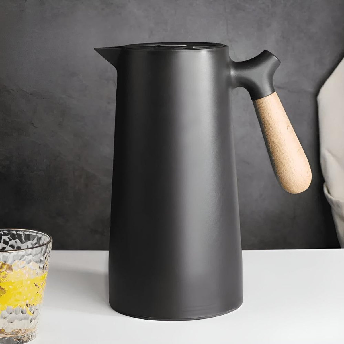 Virexen Insulated Carafe Stainless Steel Thermal Jug With Wooden Handle For Coffee And Tea - Image 4