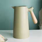 Virexen Insulated Carafe Stainless Steel Thermal Jug With Wooden Handle For Coffee And Tea - Image 6