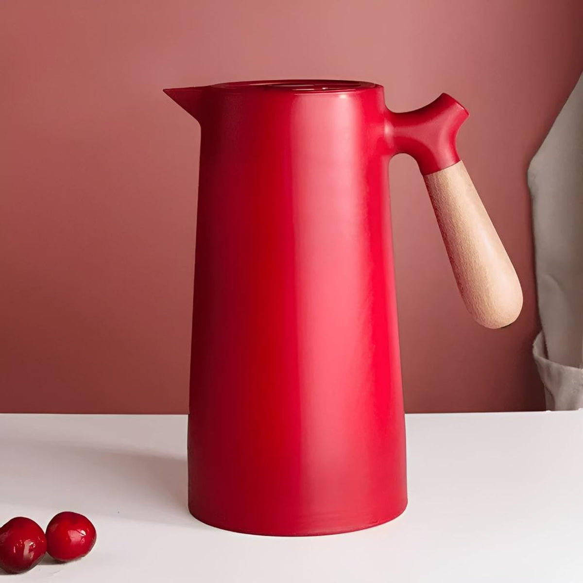 Virexen Insulated Carafe Stainless Steel Thermal Jug With Wooden Handle For Coffee And Tea - Image 7
