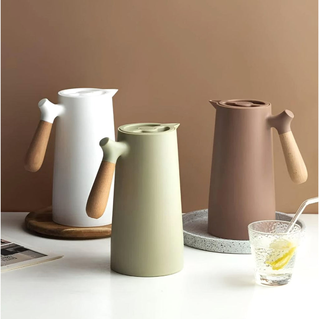 Virexen Insulated Carafe Stainless Steel Thermal Jug With Wooden Handle For Coffee And Tea - Image 9