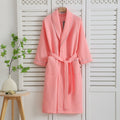 Waffle Cotton Bathrobe With Tie Belt For Slow Mornings - Image 1