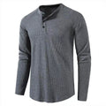 Waffle Henley Tshirt with Streamlined Slim Fit and Crew Neck - Image 1