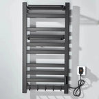 Wall Mounted Electric Heated Towel Rail With Top Storage Shelf And 5 Hooks Fast Heating - Image 2