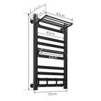 Wall Mounted Electric Heated Towel Rail With Top Storage Shelf And 5 Hooks Fast Heating - Image 5