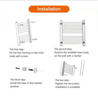 Wall Mounted Electric Heated Towel Rail With Top Storage Shelf And 5 Hooks Fast Heating - Image 4