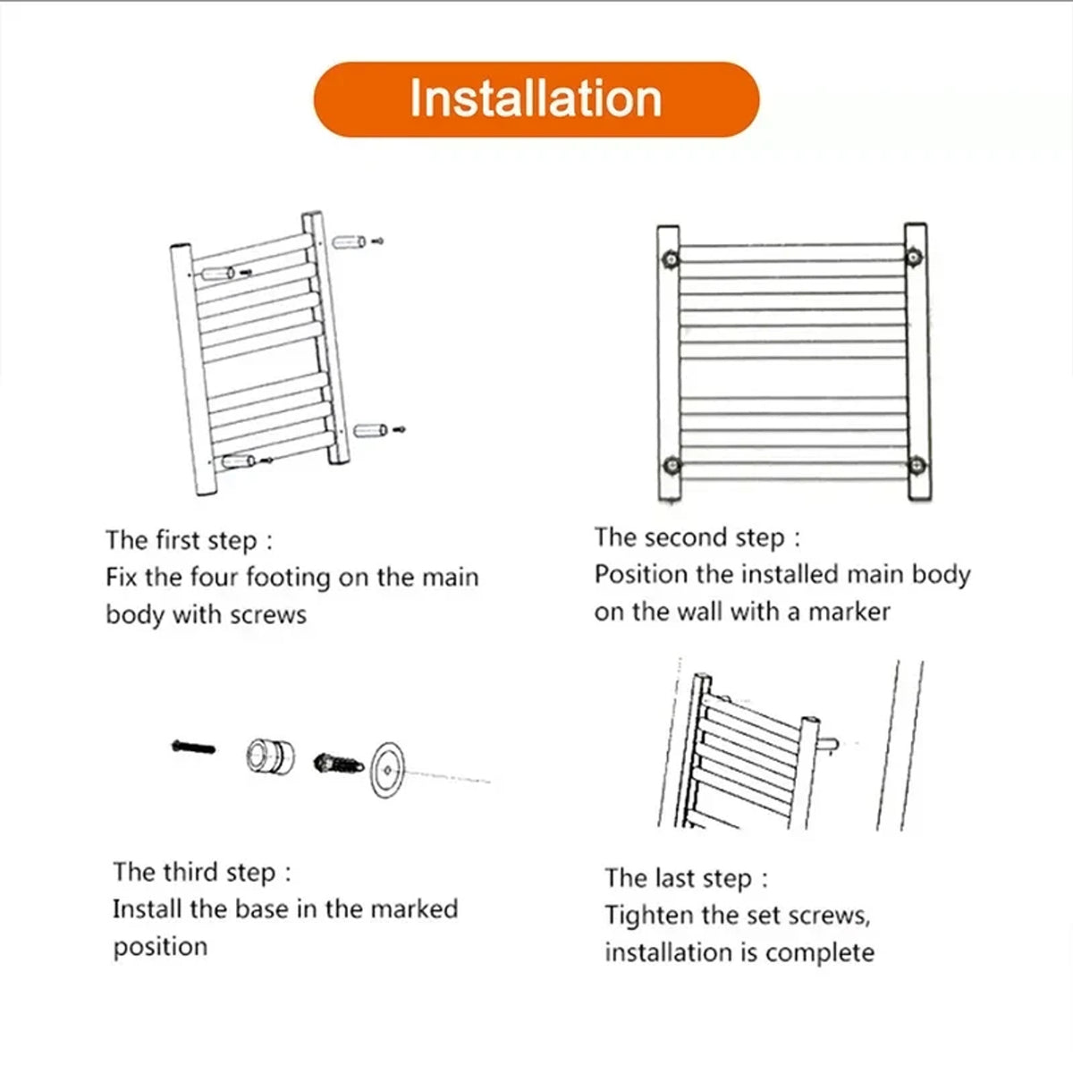 Wall Mounted Electric Heated Towel Rail With Top Storage Shelf And 5 Hooks Fast Heating - Image 4