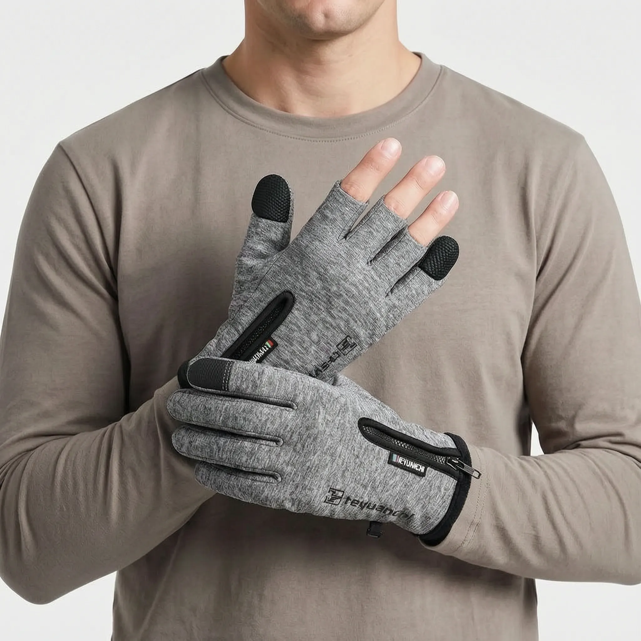 Water-Resistant Thermal Fishing Gloves With Fleece Lining And Flip-Back Finger Design - Image 2