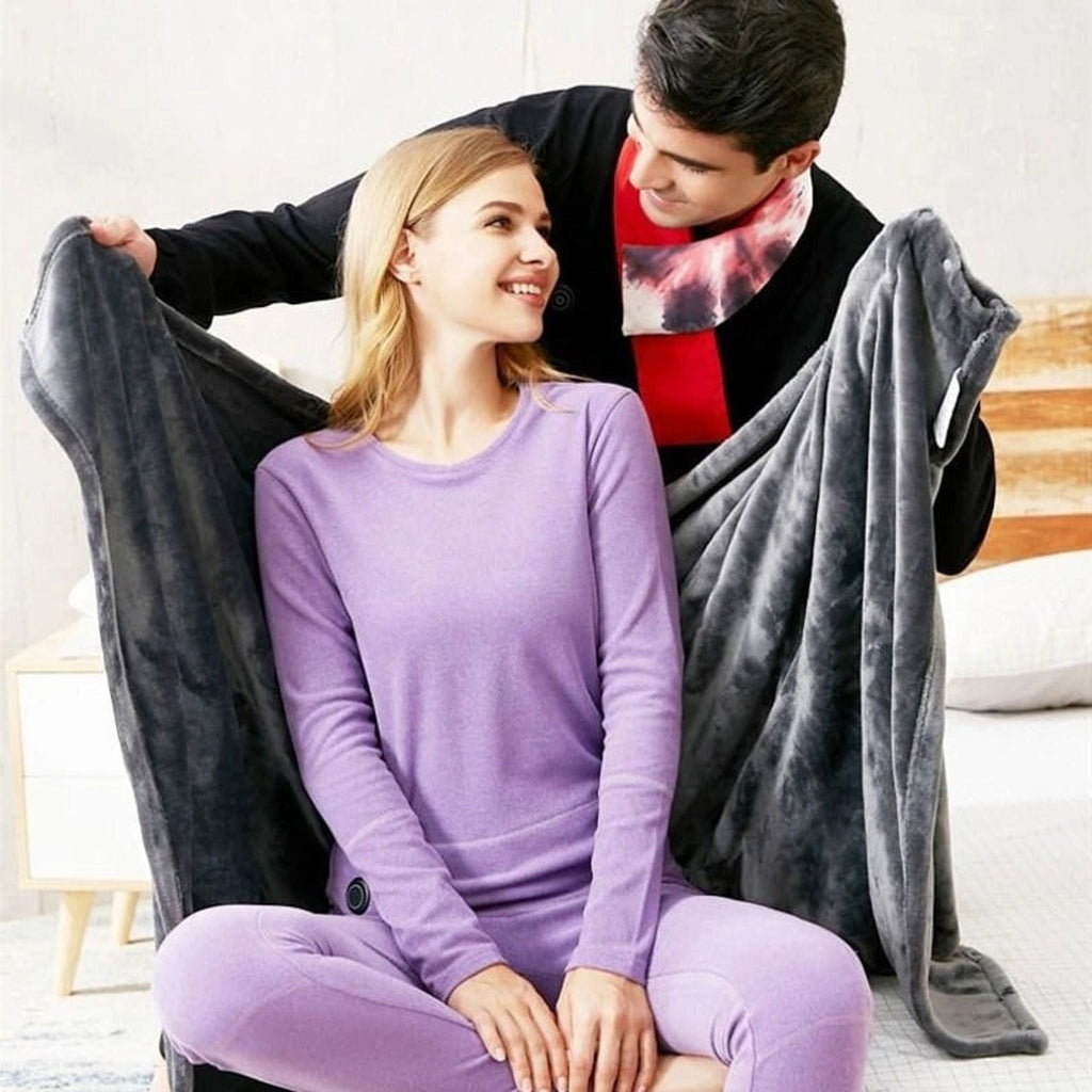 Wearable Heated Blanket Hooded Fleece Throw With Snap Buttons - Image 4