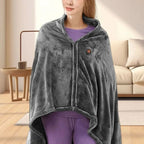 Wearable Heated Blanket Hooded Fleece Throw With Snap Buttons - Image 6