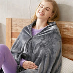 Wearable Heated Blanket Hooded Fleece Throw With Snap Buttons - Image 5