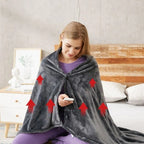 Wearable Heated Blanket Hooded Fleece Throw With Snap Buttons - Image 2