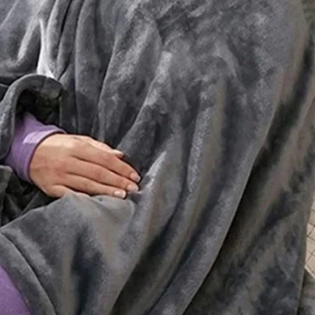 Wearable Heated Blanket Hooded Fleece Throw With Snap Buttons - Image 3