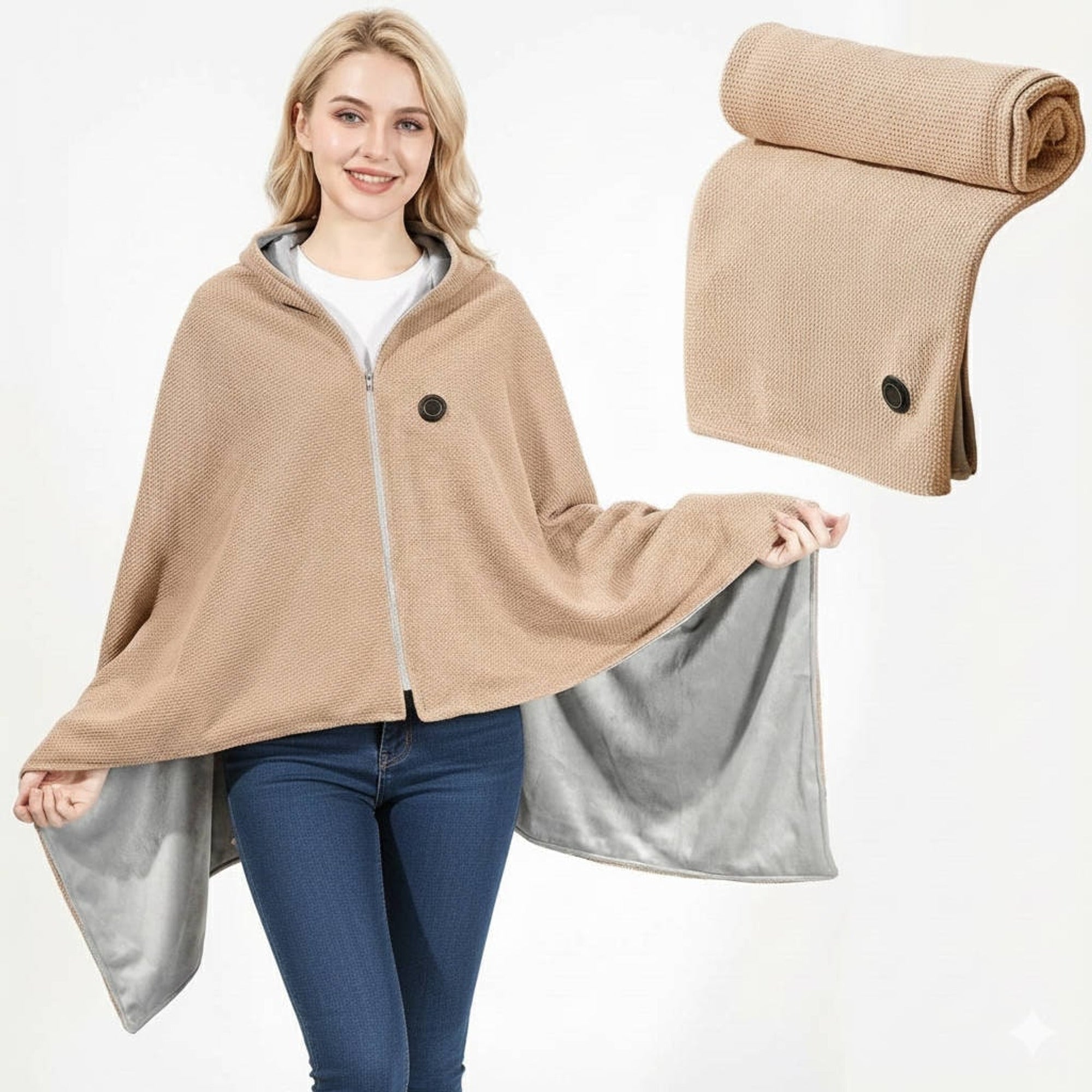 Wearable Heated Blanket With USB Power 8 Heating Zones And Integrated Hood Design For Cozy Warmth - Image 1