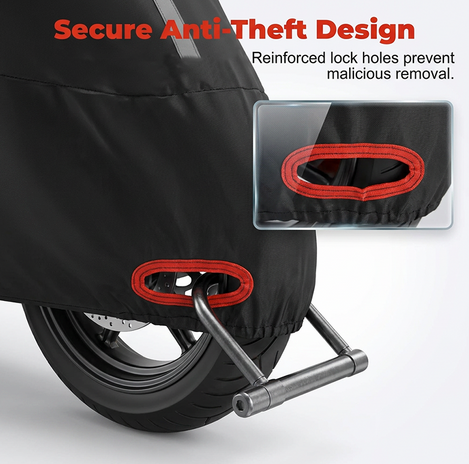 Weatherproof Motorcycle Cover With Reflective Strips And Reinforced Lock Openings - Image 9