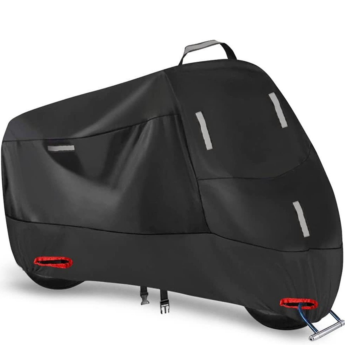 Weatherproof Motorcycle Cover With Reflective Strips And Reinforced Lock Openings - Image 8