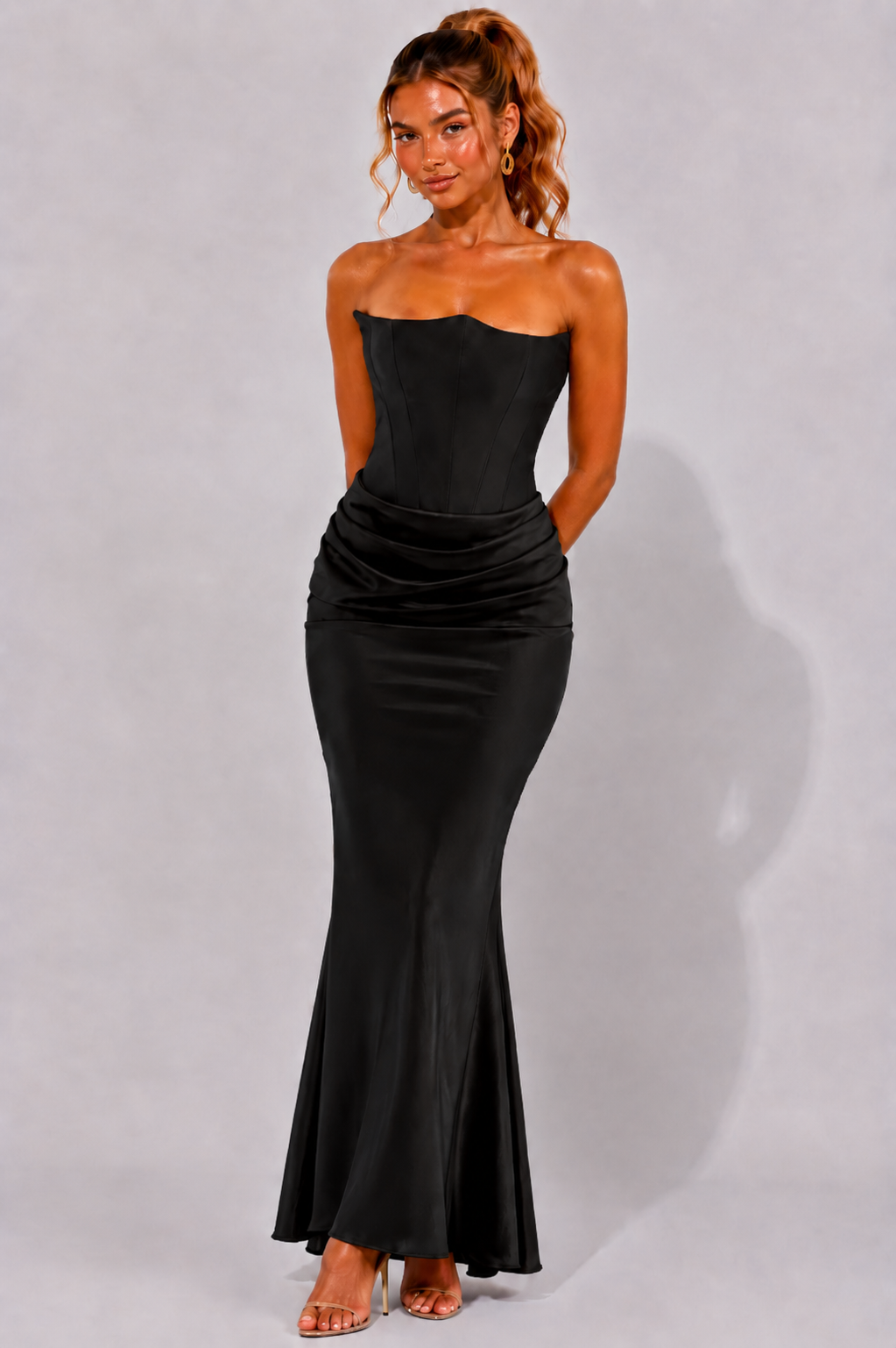NOVA | Strapless Corset Maxi Wedding Guest Dress