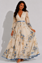 NOVA | Women's Floral Pleated Maxi Dress | Summer Wedding Guest & Occasion Dress