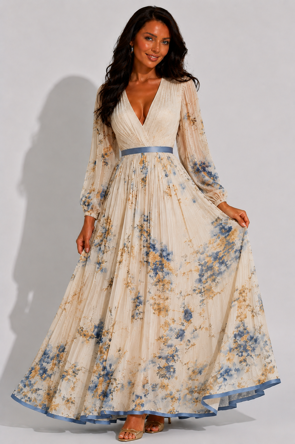 NOVA | Women's Floral Pleated Maxi Dress | Summer Wedding Guest & Occasion Dress