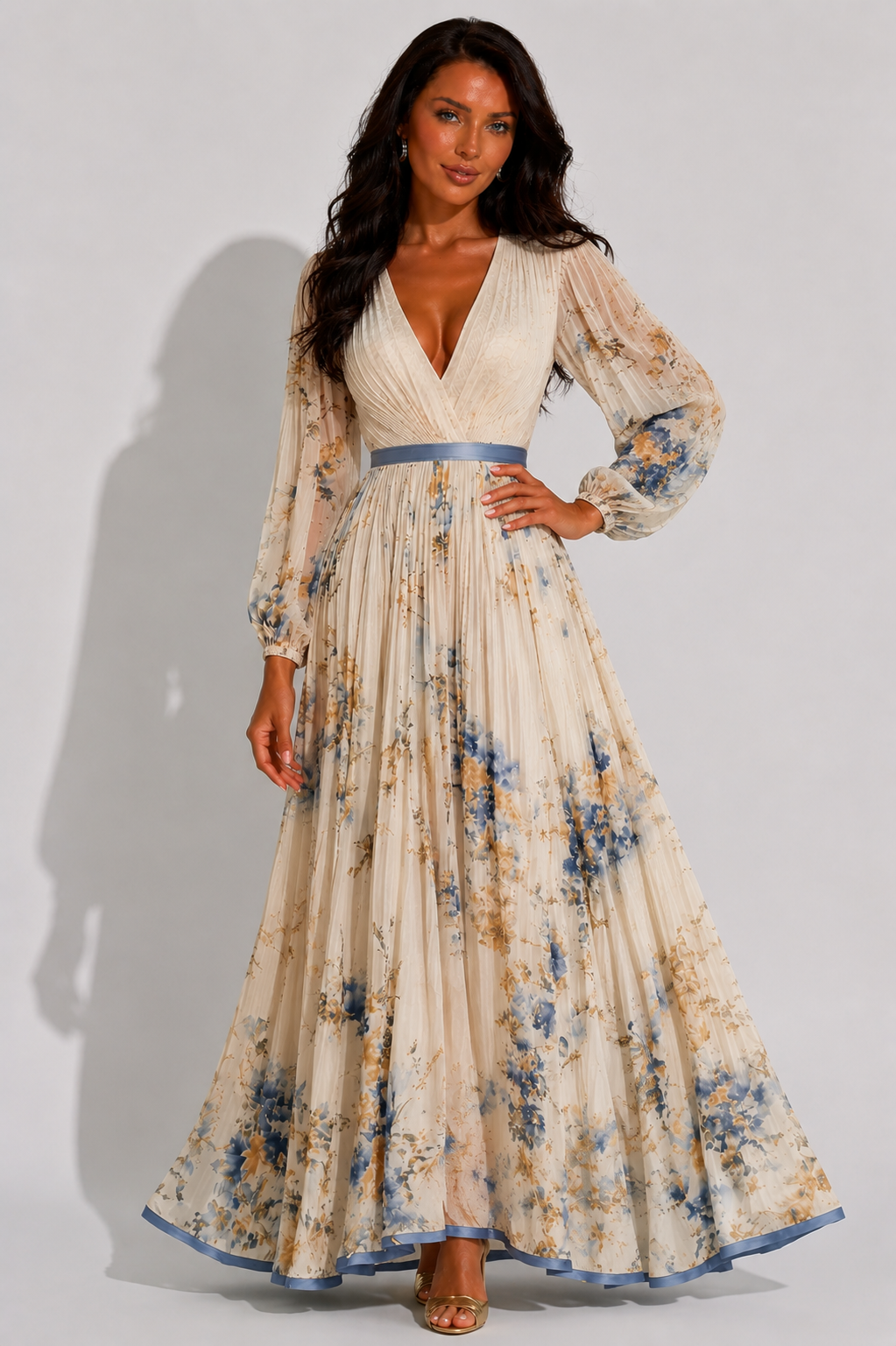 NOVA | Women's Floral Pleated Maxi Dress | Summer Wedding Guest & Occasion Dress